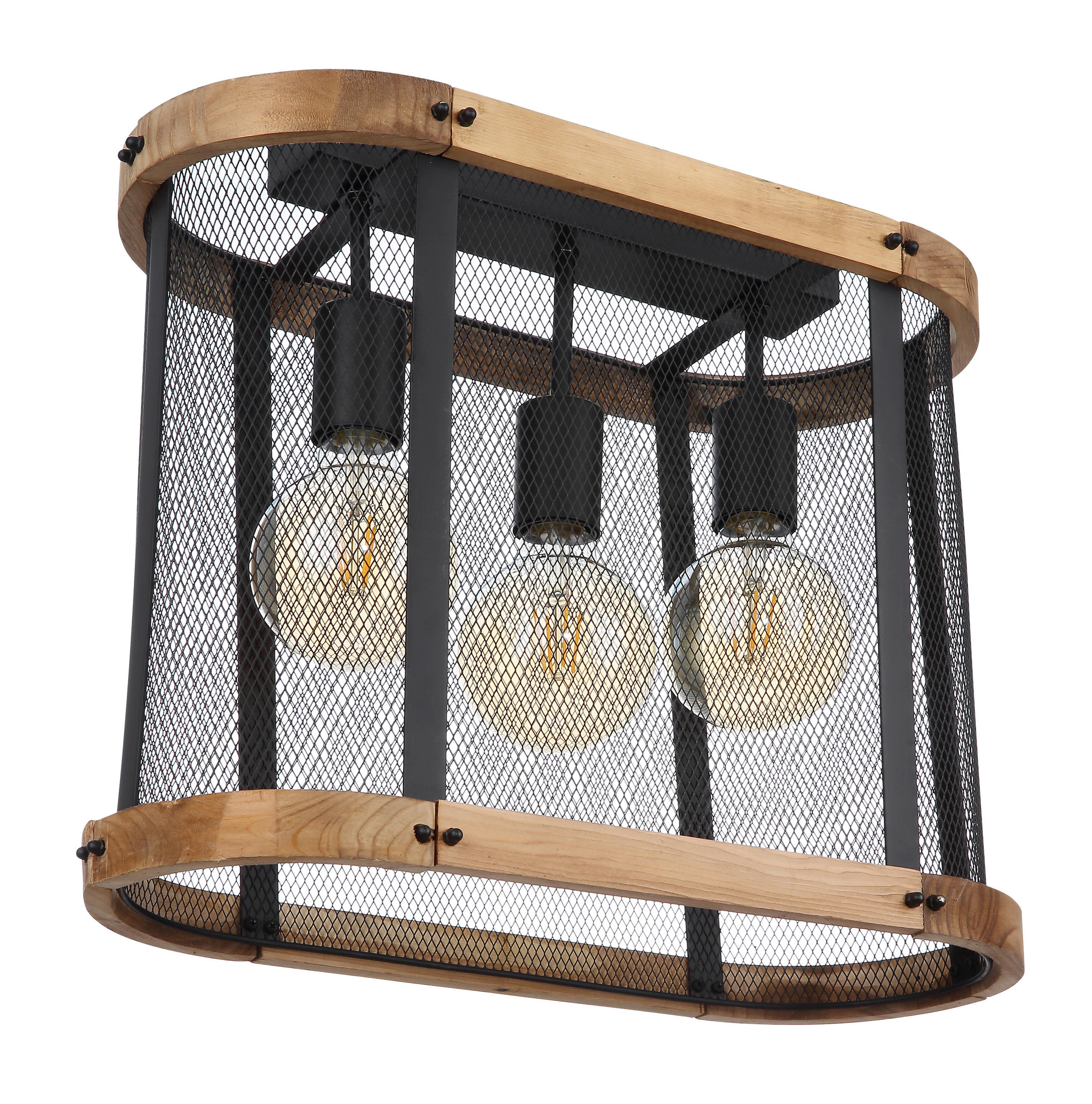 DECKENLEUCHTE 45/20/38 cm   - Dunkelbraun/Schwarz, Natur, Holz/Metall (45/20/38cm) - Globo