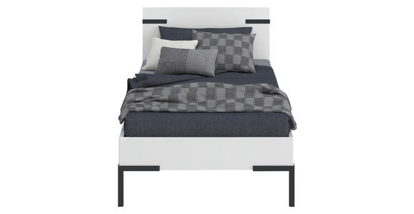 BETT 90/200 cm  in Weiß  - Schwarz/Weiß, Design, Holzwerkstoff/Metall (90/200cm) - Xora