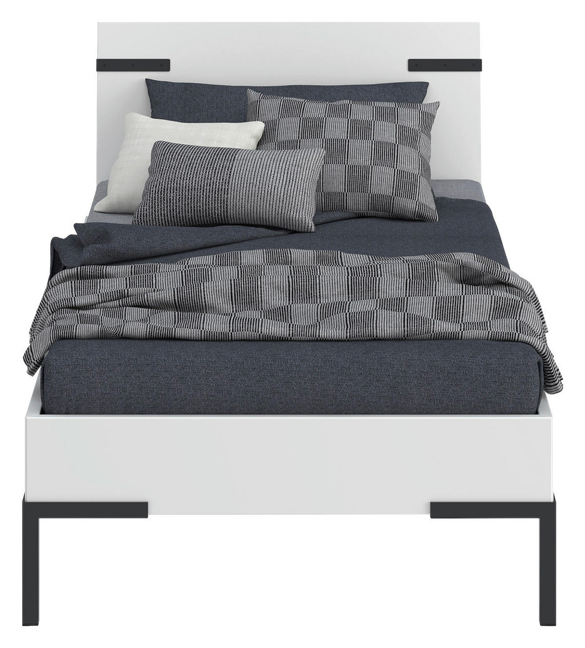 BETT 90/200 cm  in Weiß  - Schwarz/Weiß, Design, Holzwerkstoff/Metall (90/200cm) - Xora
