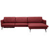 ECKSOFA Weinrot Echtleder  - Anthrazit/Weinrot, Design, Leder/Metall (330/174cm) - Himolla