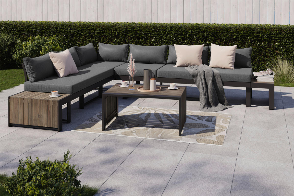 LOUNGEGARNITUR  311/246 cm  Akazie Aluminium  - Anthrazit/Grau, LIFESTYLE, Holz/Textil (311/246cm) - Ambia Garden