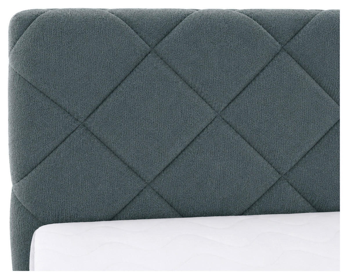 BOXBETT 180/200 cm,  in Grau, gepolstertes Kopfteil, Bettkasten, Topper, Matratzen, H3 + H3 = fest  - Schwarz/Grau, Design, Kunststoff/Textil (180/200cm) - Chameo
