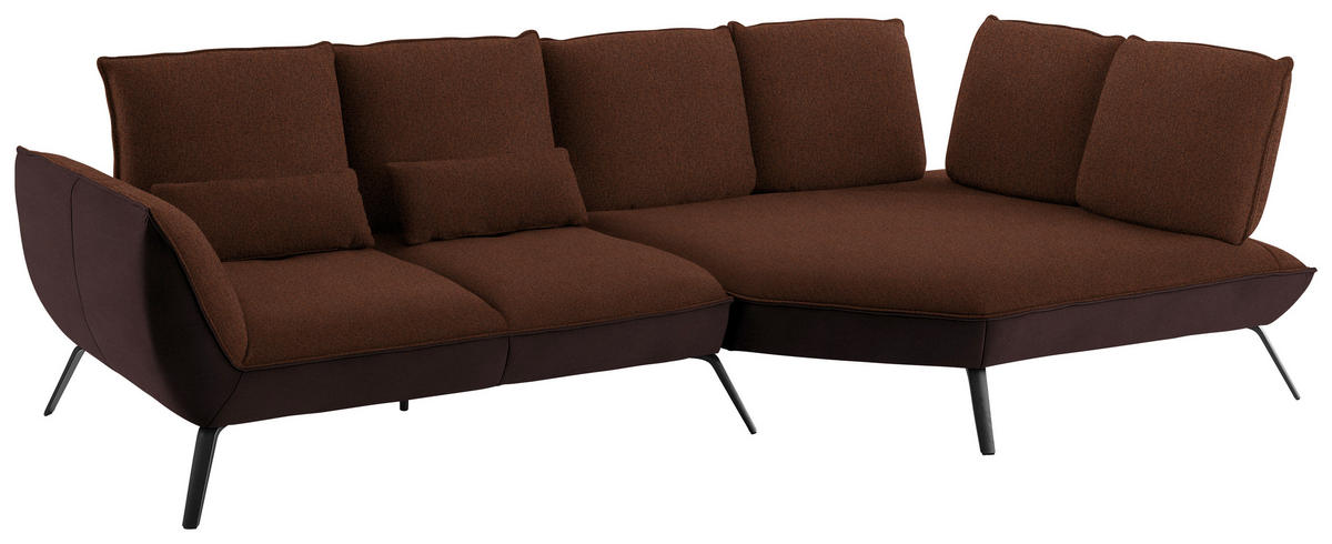 ECKSOFA Kupferfarben Flachgewebe  - Schwarz/Kupferfarben, Design, Textil/Metall (320/169cm) - Moderano