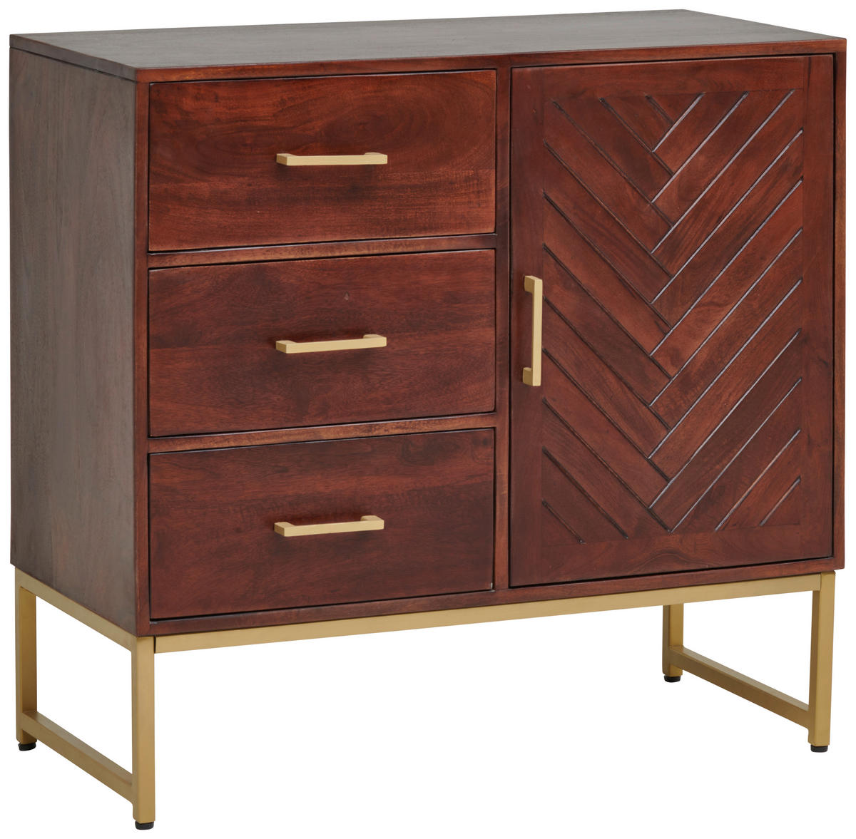 KOMMODE  in 85/80/40 cm  - Goldfarben/Walnussfarben, Design, Holz/Metall (85/80/40cm) - MID.YOU