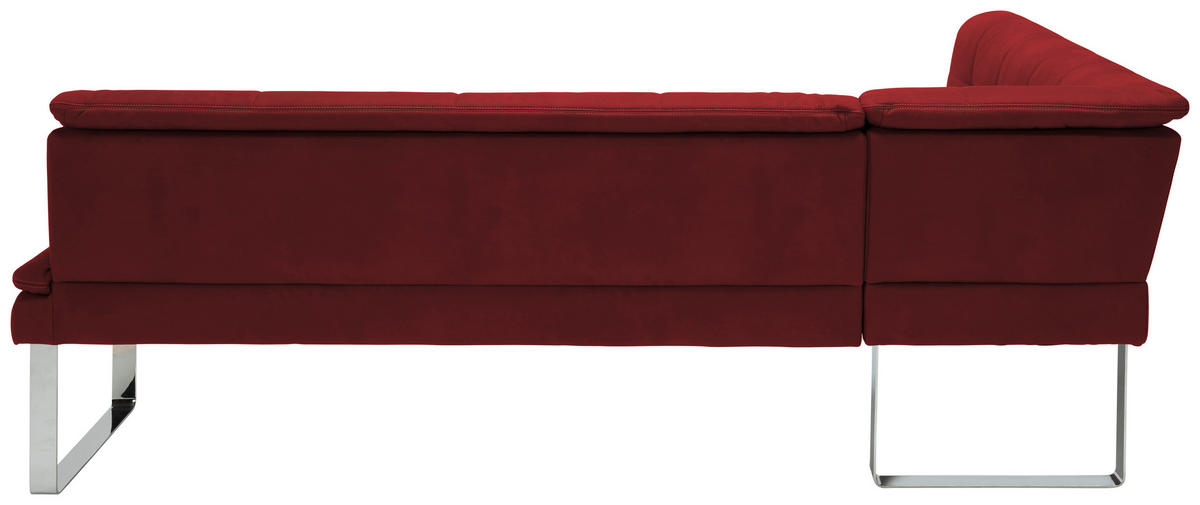 ECKBANK in Metall, Textil Chromfarben, Bordeaux  - Chromfarben/Bordeaux, Design, Textil/Metall (174/253cm) - Novel