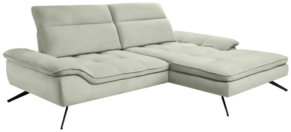 ECKSOFA in Chenille Greige  288/179-202 cm  - Greige/Schwarz, Design, Textil/Metall (288/179-202cm) - Stylife