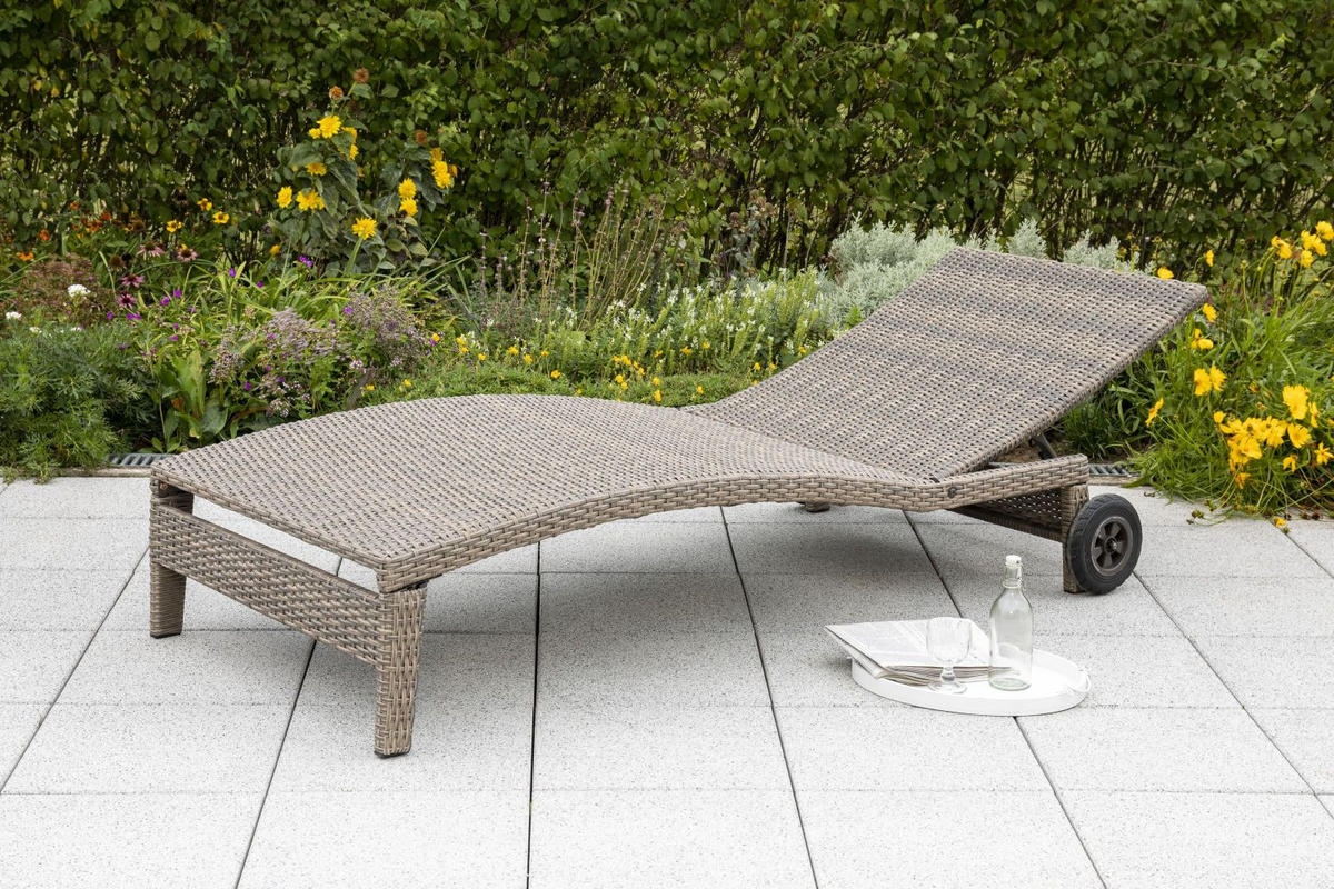 GARTEN-RELAXLIEGE 90/100/208 cm  - Grau, ROMANTIK / LANDHAUS, Kunststoff/Metall (90/100/208cm) - Gardenson
