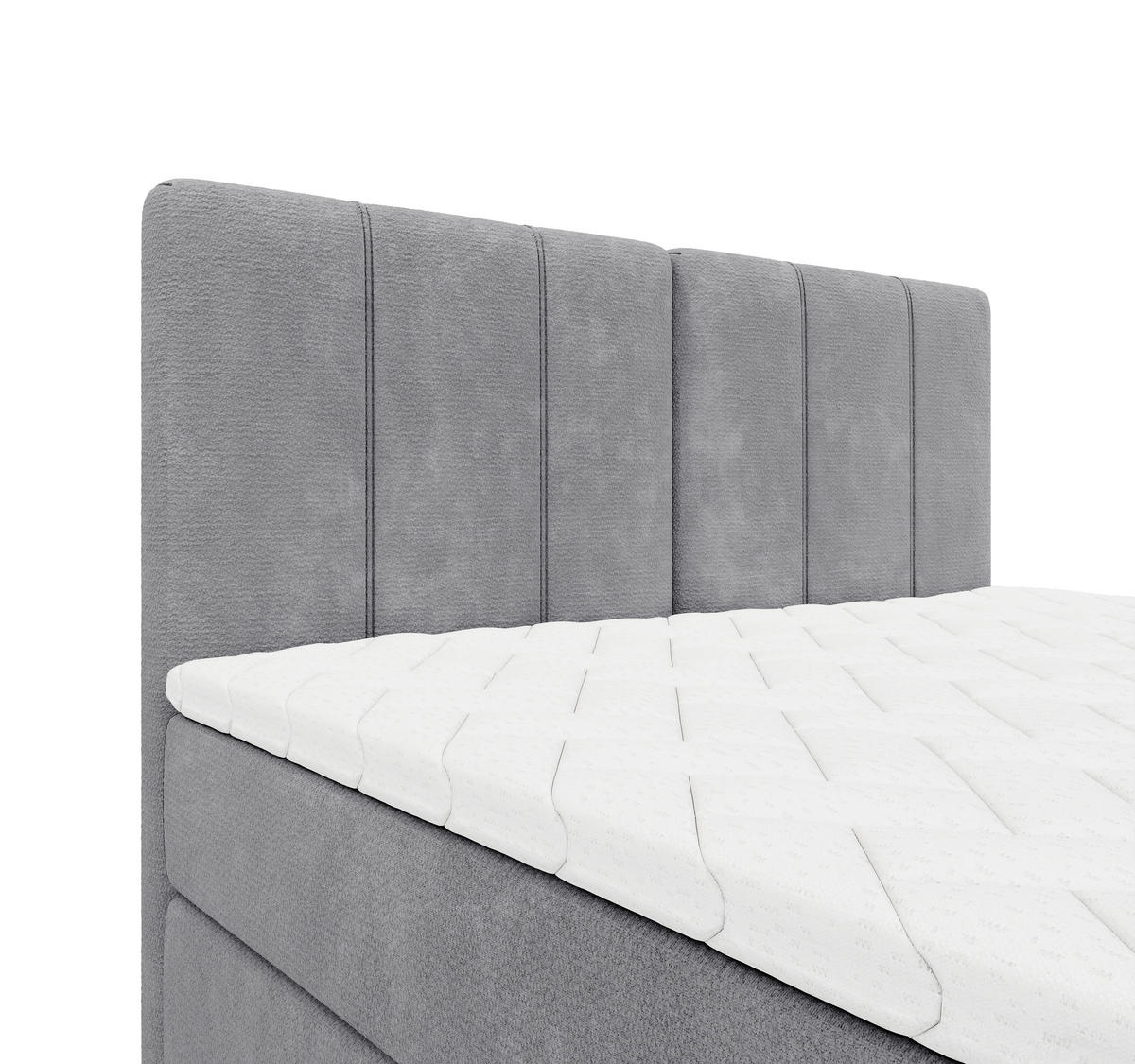 BOXBETT 160/200 cm,  in Grau, gepolstertes Kopfteil, Bettkasten, Topper, Matratze, H3 = fest  - Schwarz/Grau, Design, Holzwerkstoff/Kunststoff (160/200cm) - Esposa