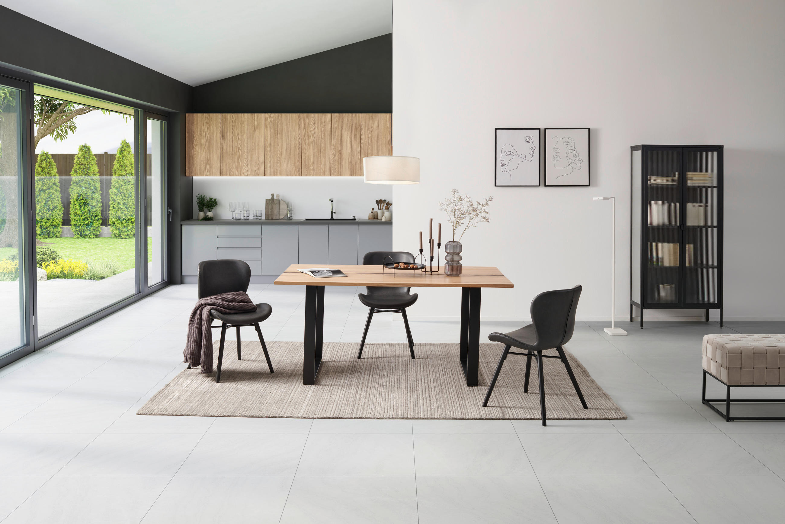 ESSTISCH in Holz, Metall  - Schwarz/Naturfarben, Design, Holz/Metall (140/76/80cm) - MID.YOU