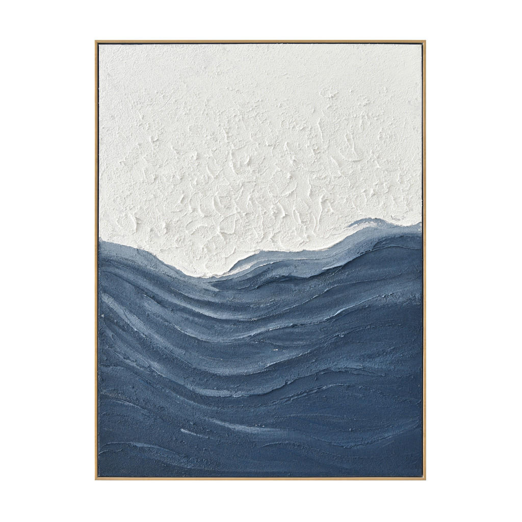 Monee OLEJOMALBA, abstraktní, 90/120 cm - modrá,bílá - jedle
