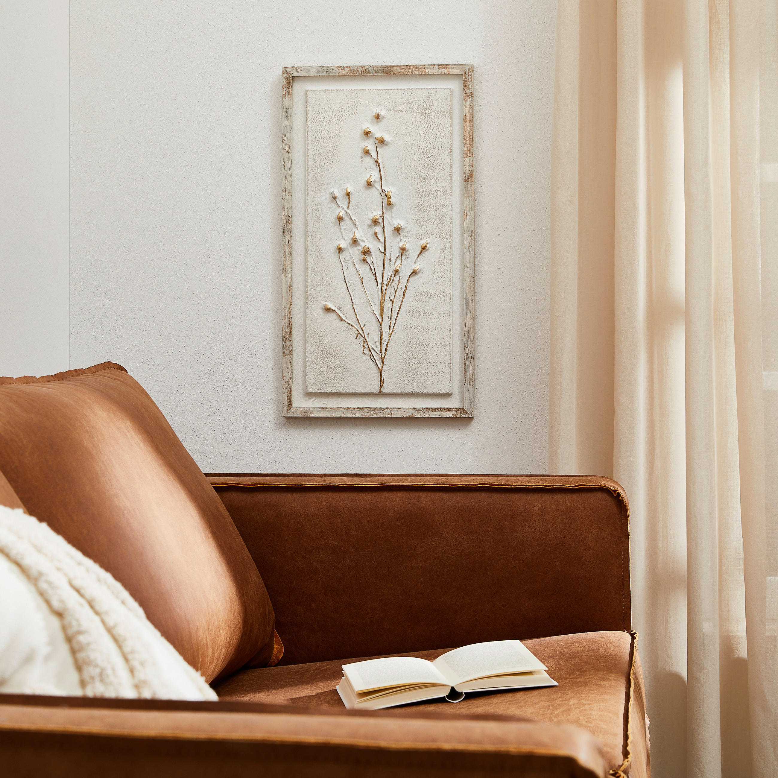 ORIGINALBILD Blumen, Pflanzen 30/55 cm  - Goldfarben/Braun, Trend, Holzwerkstoff/Kunststoff (30/55cm) - Monee