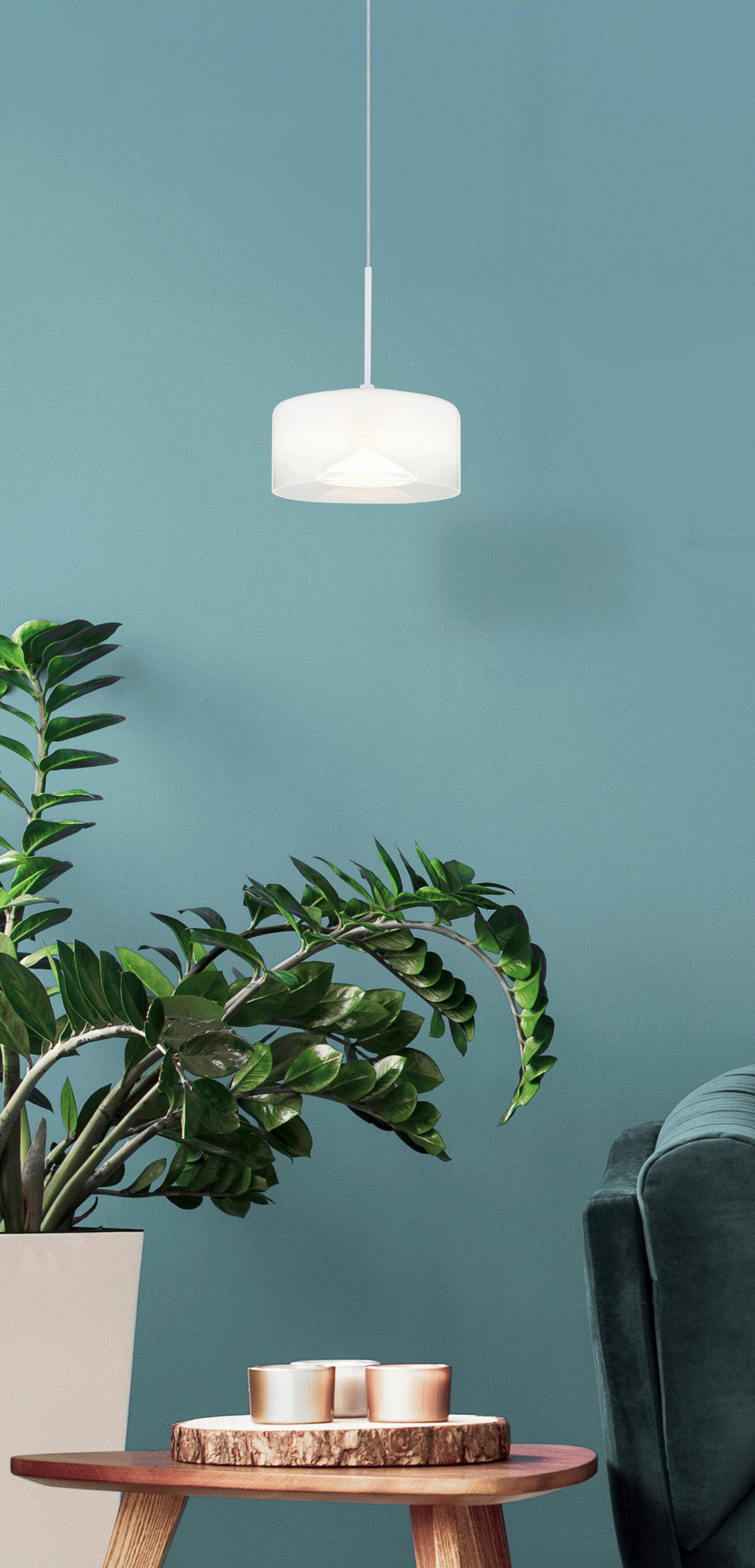 LED-HÄNGELEUCHTE 15/150 cm  - Klar/Opal, Design, Glas/Kunststoff (15/150cm) - Globo