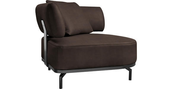 SESSEL in Echtleder Dunkelbraun - Dunkelbraun/Schwarz, Design, Leder/Metall (98/85/98cm) - Dieter Knoll