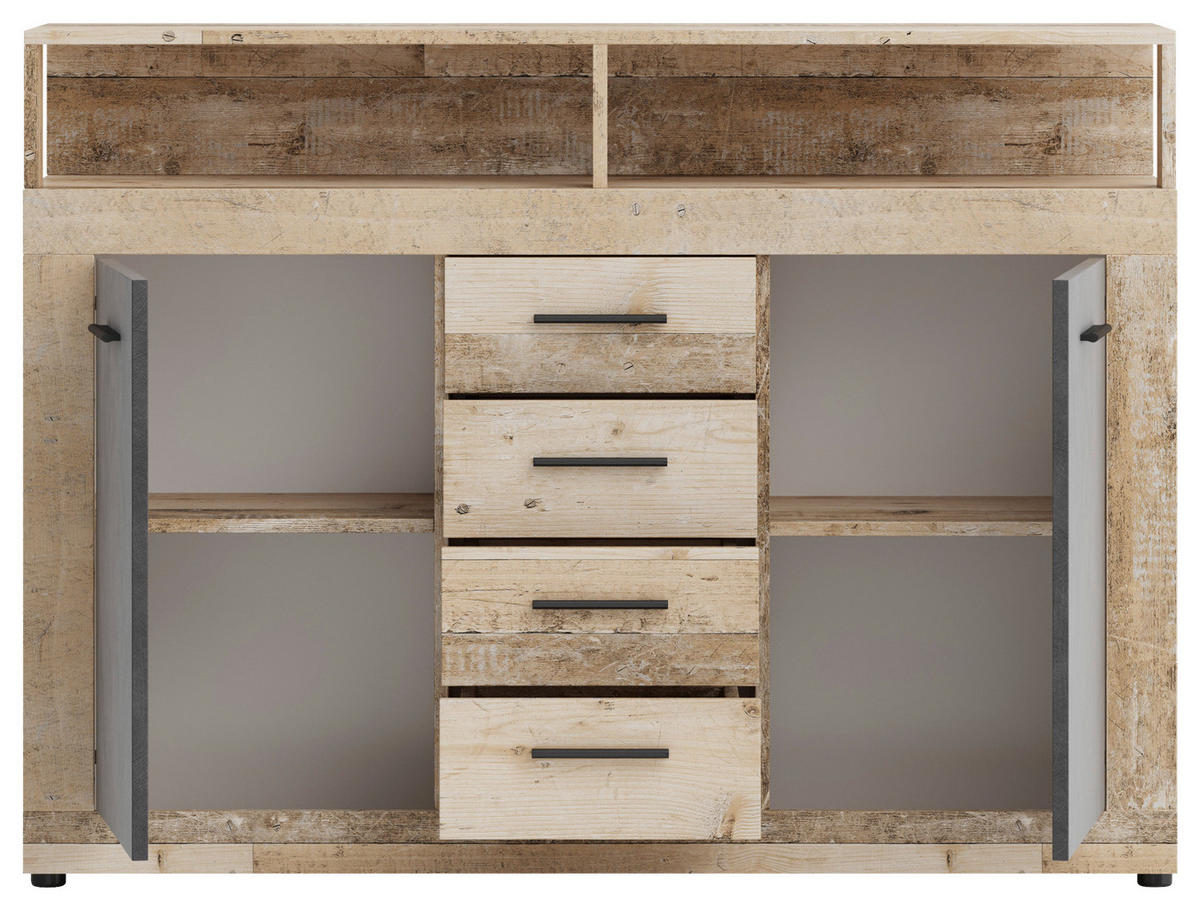 KOMMODE  in 119/96/32 cm  - Eichefarben/Anthrazit, Design, Holzwerkstoff/Kunststoff (119/96/32cm) - MID.YOU