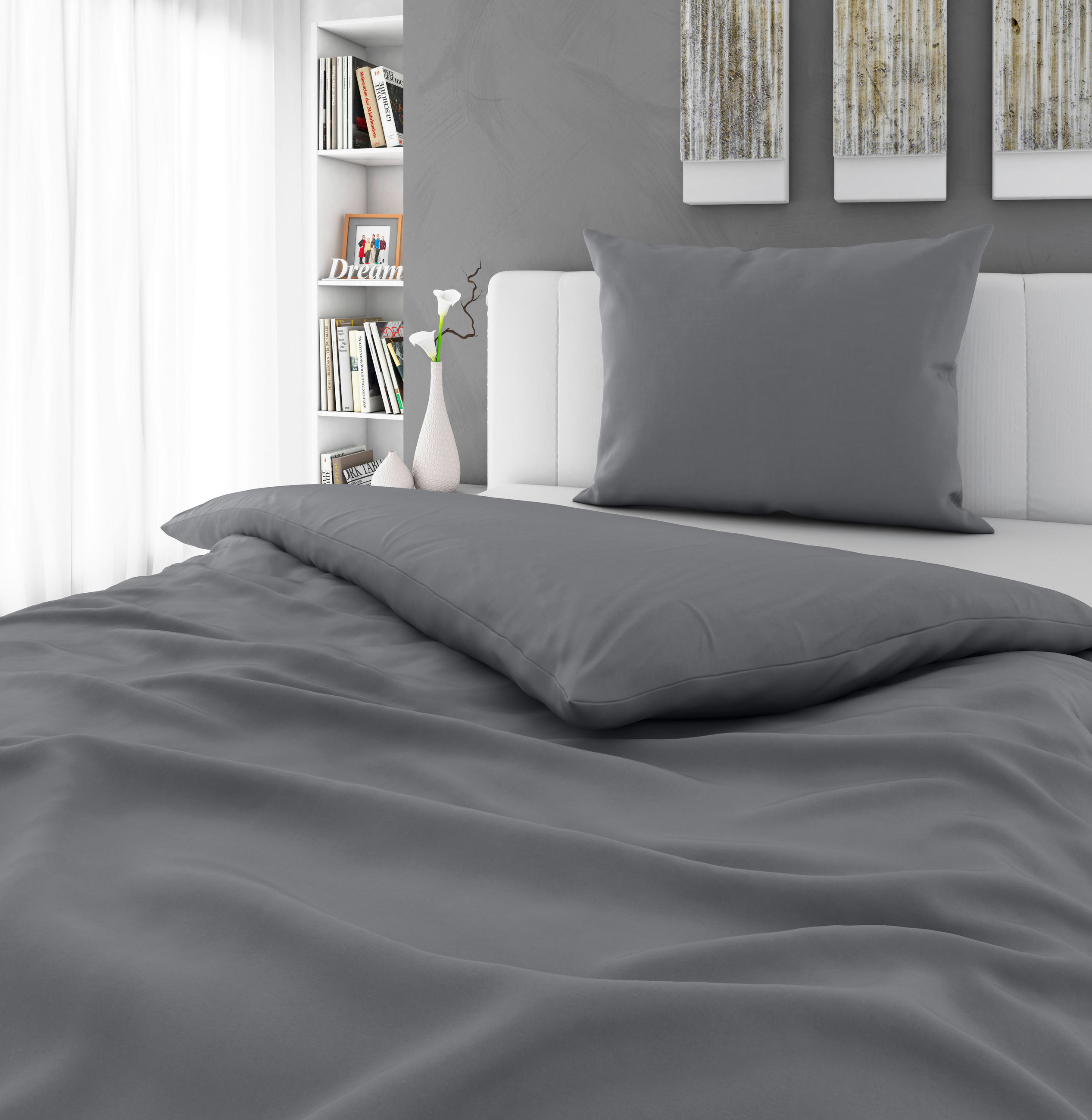 POSTELJNINA TANJA 140/200 cm saten bela - bela, Basics, tekstil (140/200cm) - Novel