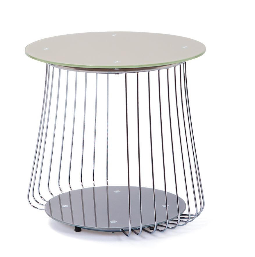 COUCHTISCH 50/50/50 cm rund Silberfarben  - Silberfarben, Basics, Glas/Metall (50/50/50cm) - MID.YOU