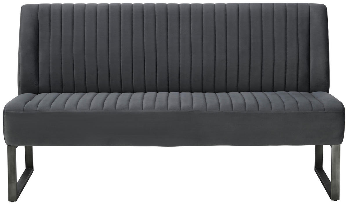 SITTBÄNK i metall, textil grå, svart  - svart/grå, Trend, metall/textil (160/88/67cm) - Ambia Home