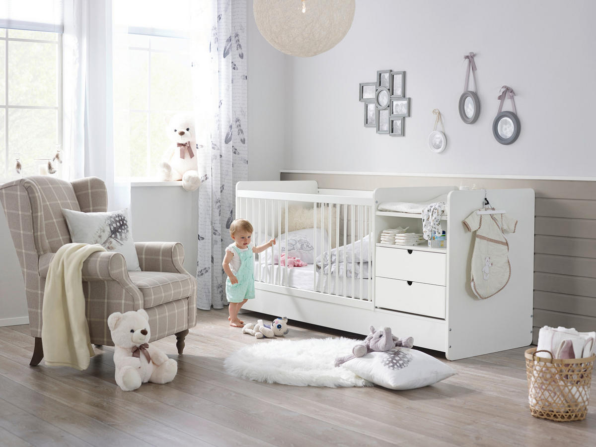 Spjälsäng/Juniorsäng All in One  205/75/95 cm   - vit, Basics, trämaterial/trä (205/75/95cm) - My Baby Lou