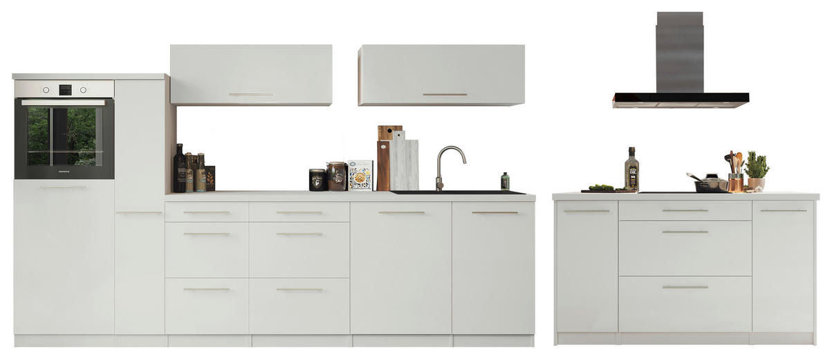 KÜCHENBLOCK 310/160 cm   in Weiss  - Weiss Hochglanz/Weiss, Modern, Naturmaterialien/Holzwerkstoff (310/160cm) - Respekta