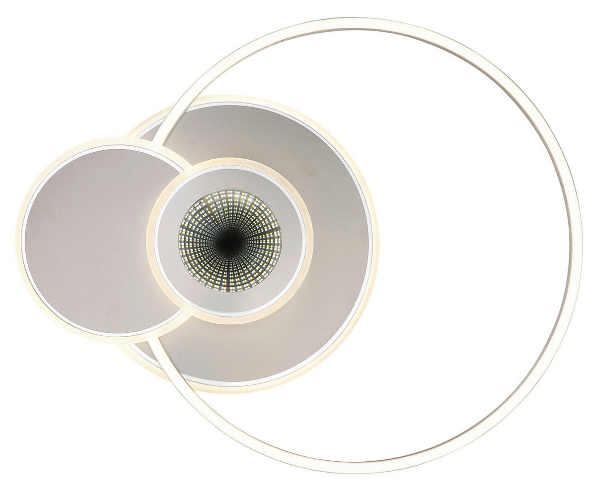 LED-DECKENLEUCHTE Beltran 56/45/7,5 cm  - Silberfarben/Opal, Design, Kunststoff/Metall (56/45/7,5cm) - Globo