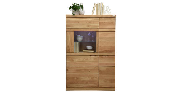 HIGHBOARD - Eichefarben, KONVENTIONELL, Glas/Holz (90/140/40,6cm) - Cantus