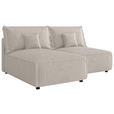 ECKSOFA Creme Cord Zierkissen, Rückenkissen, Schlaffunktion, Rücken echt  - Creme/Schwarz, MODERN, Kunststoff/Textil (153/200cm) - Xora
