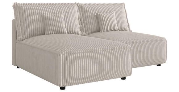 ECKSOFA Creme Cord Zierkissen, Rückenkissen, Schlaffunktion, Rücken echt  - Creme/Schwarz, MODERN, Kunststoff/Textil (153/200cm) - Xora