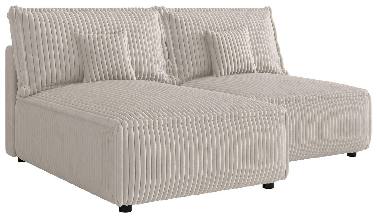 ECKSOFA Creme Cord Zierkissen, Rückenkissen, Schlaffunktion, Rücken echt  - Creme/Schwarz, MODERN, Kunststoff/Textil (153/200cm) - Xora