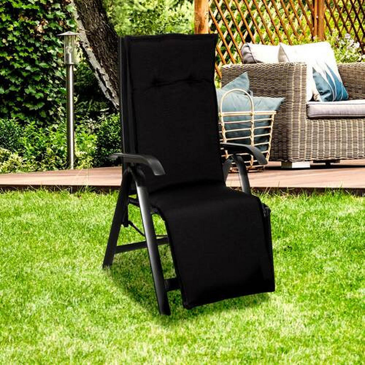 RELAXSESSELAUFLAGE in Anthrazit Uni  - Anthrazit, Basics, Textil (170/46/8cm) - Gardenson