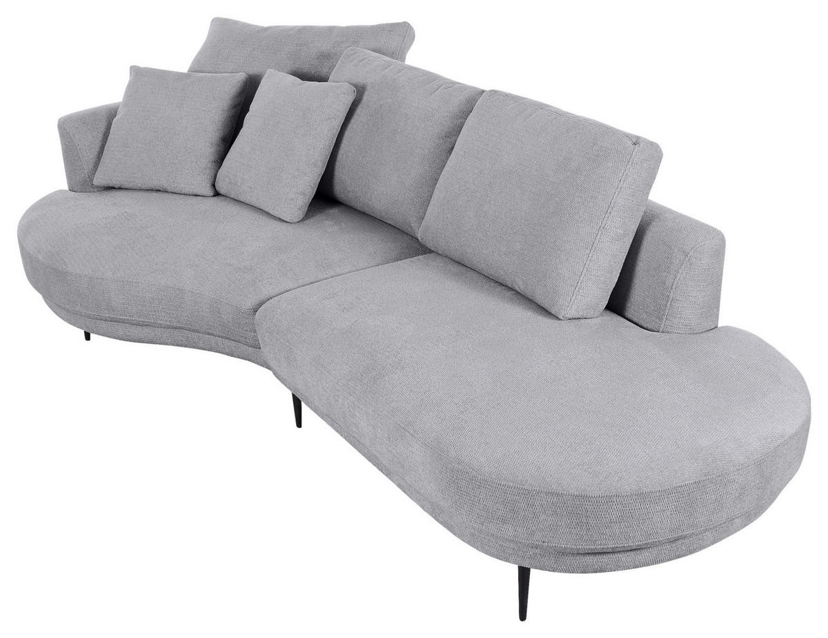 ECKSOFA in Chenille Grau  - Schwarz/Grau, Konventionell, Textil/Metall (140/275cm) - Carryhome