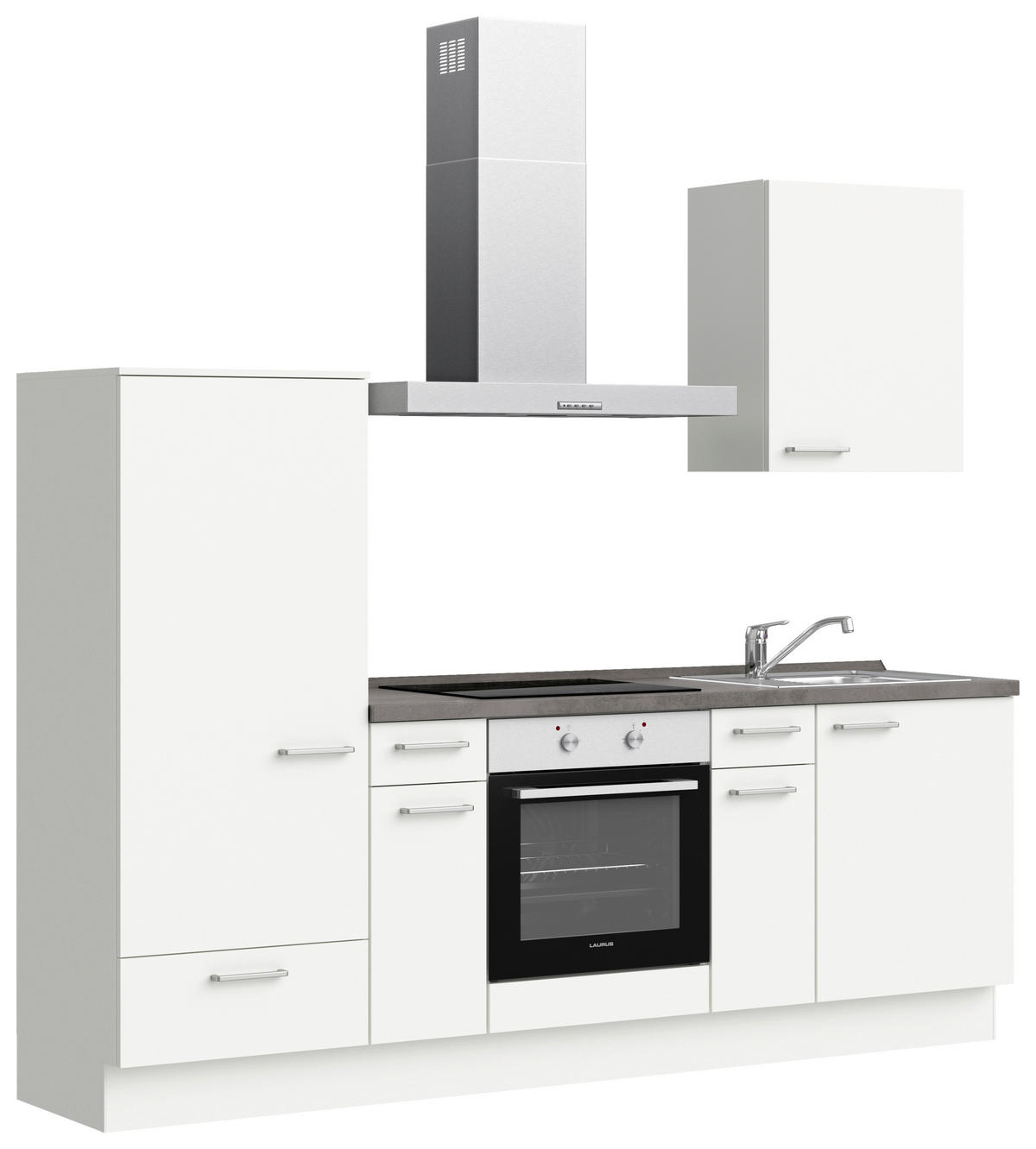 KÜCHENLEERBLOCK 240 cm   in Weiß, Schieferfarben  - Schieferfarben/Edelstahlfarben, MODERN, Holzwerkstoff/Metall (240cm) - Nobilia
