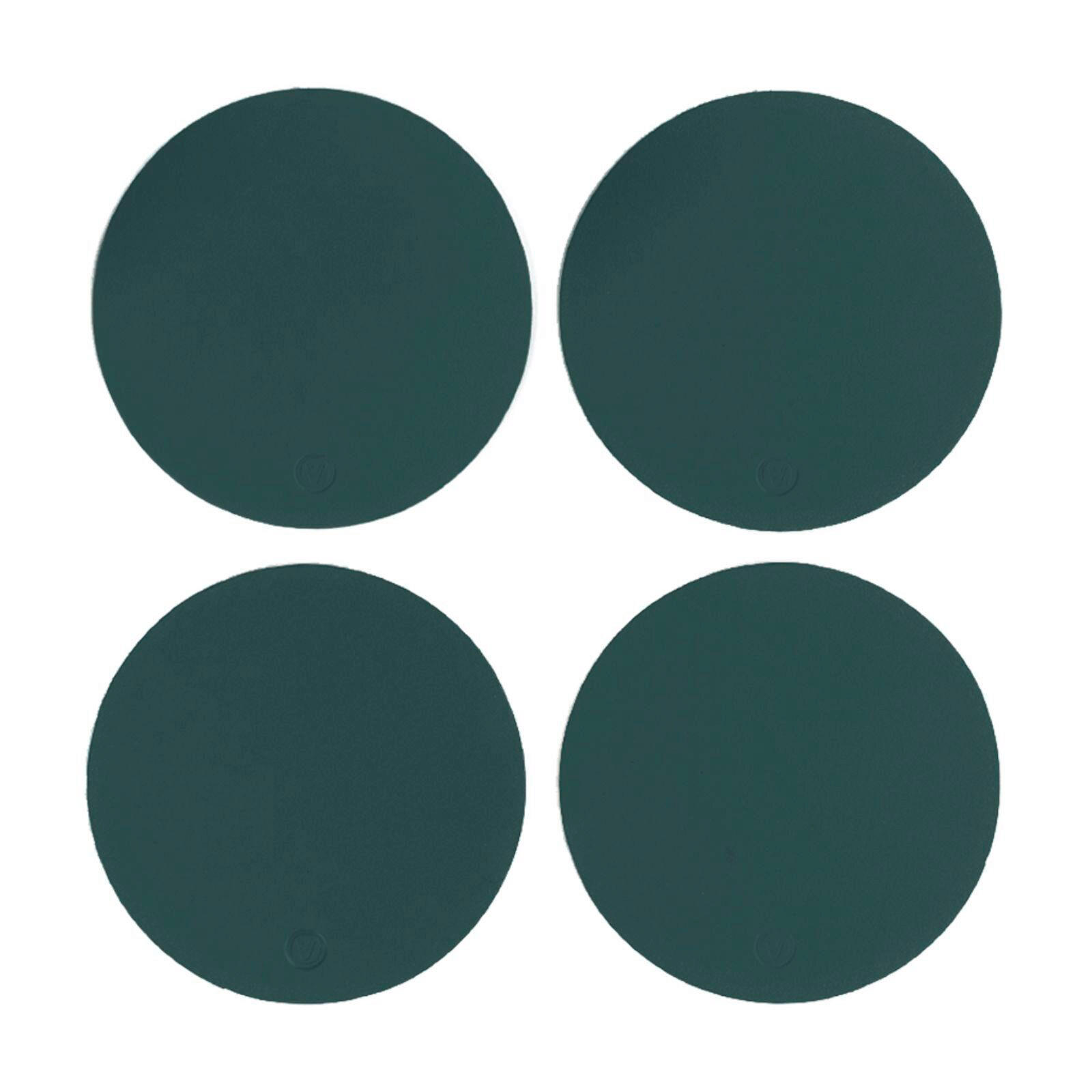 GLASUNTERSETZER  - Waldgrün, Basics, Leder (11/11/0.2cm)