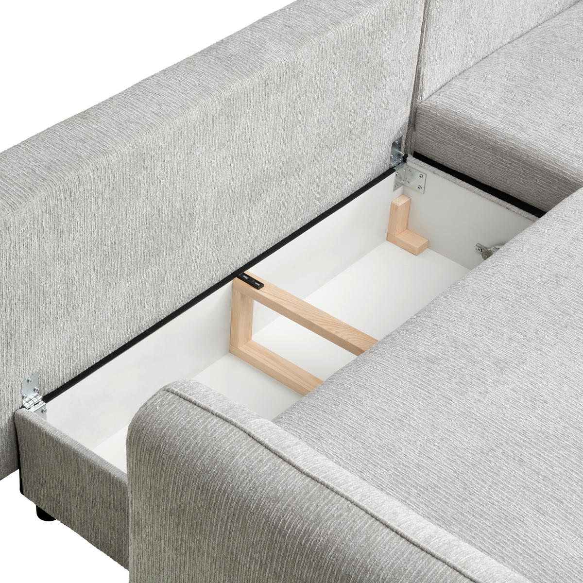 ECKSOFA in Struktur Hellgrau  - Hellgrau/Schwarz, Konventionell, Holz/Textil (247/170cm) - Carryhome
