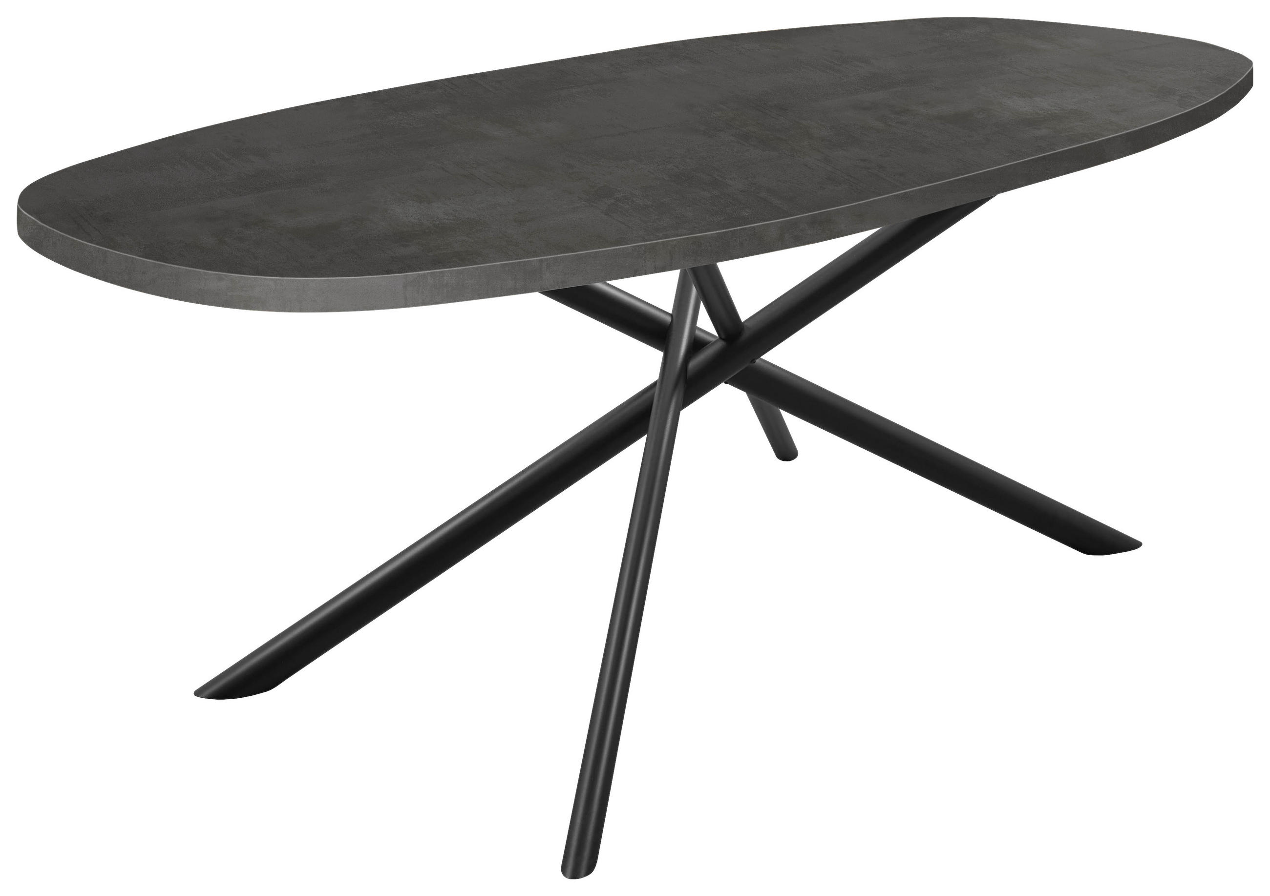 ESSTISCH 220/105/76 cm Nachbildung  Metall, Holzwerkstoff in verschiedenen Holzdekoren erhältlich bootsförmig Schwarz  - Schwarz, Basics, Holzwerkstoff/Metall (220/105/76cm) - Celina Home