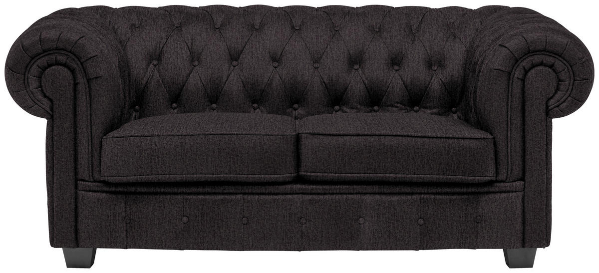 CHESTERFIELD SOFA antracit  - vendž/antracit, Lajfstajl, tekstil/drvo (180/76,5/96cm) - Landscape