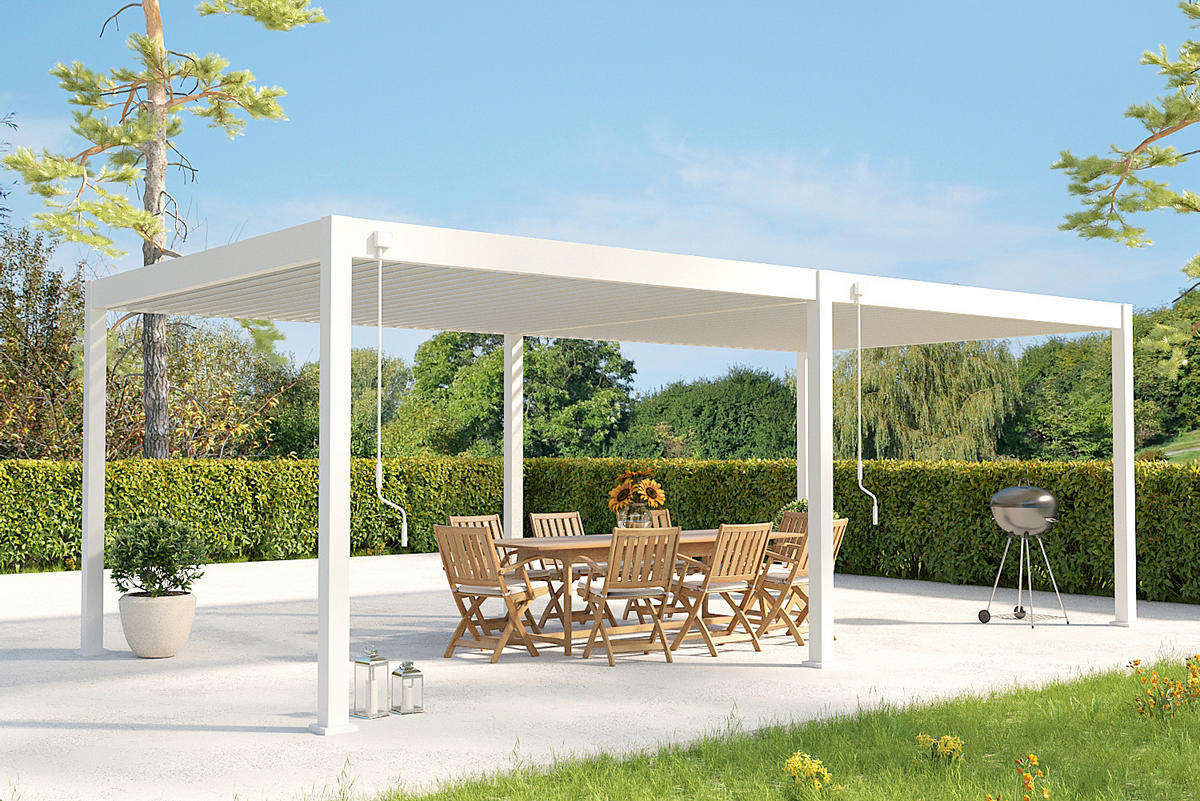 PERGOLA 360/255/720 cm   - Weiß Hochglanz, Basics, Metall (360/255/720cm) - Gardenson