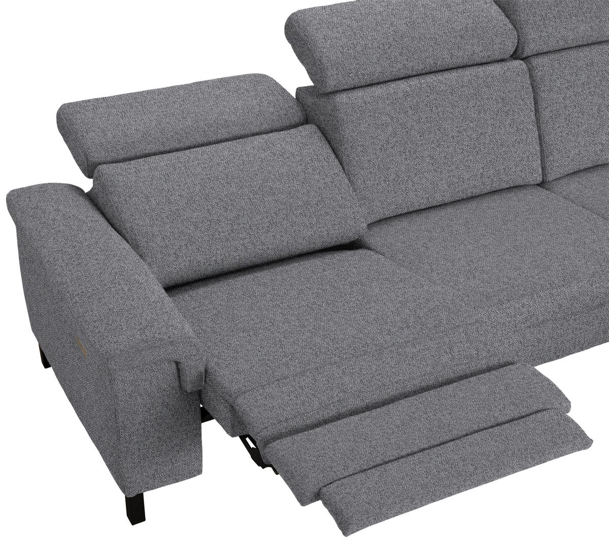 ECKSOFA in Flachgewebe Grau  - Schwarz/Grau, Konventionell, Textil/Metall (304/182cm) - Pure Home Comfort