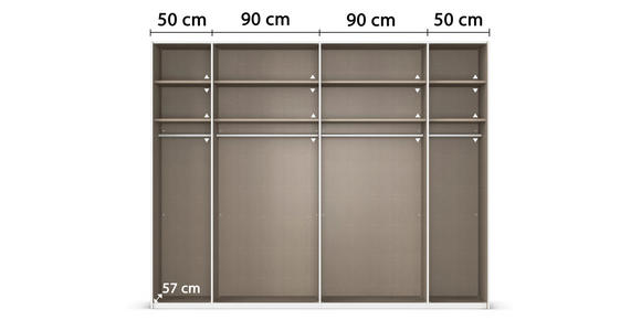 SCHWEBETÜRENSCHRANK in Eichefarben, Champagner - Champagner/Eichefarben, Design, Glas/Holzwerkstoff (281/223/68cm) - Novel