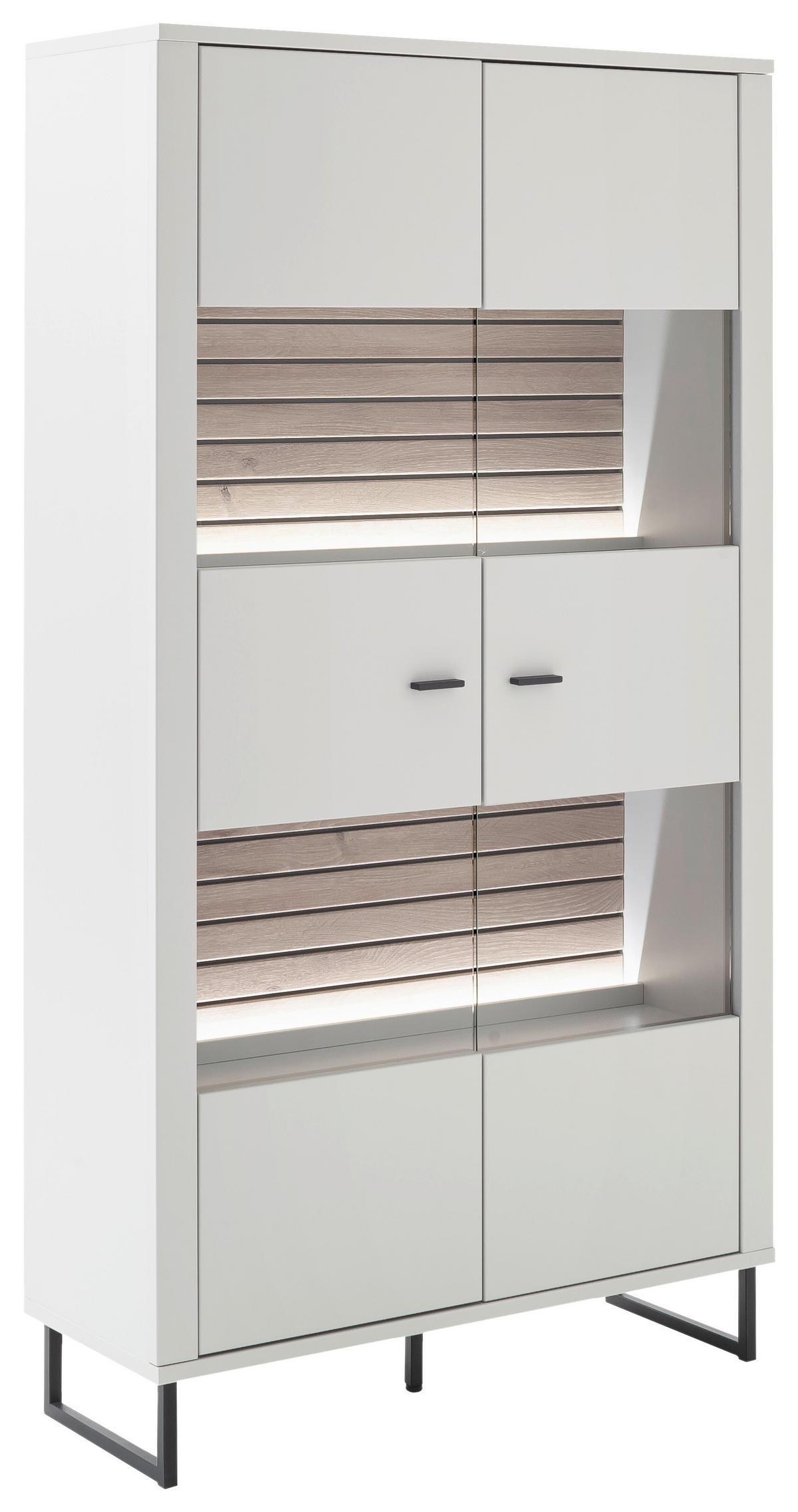 VITRINE in Weiß, Eichefarben  - Eichefarben/Anthrazit, Design, Glas/Holzwerkstoff (100/185/37cm) - Stylife