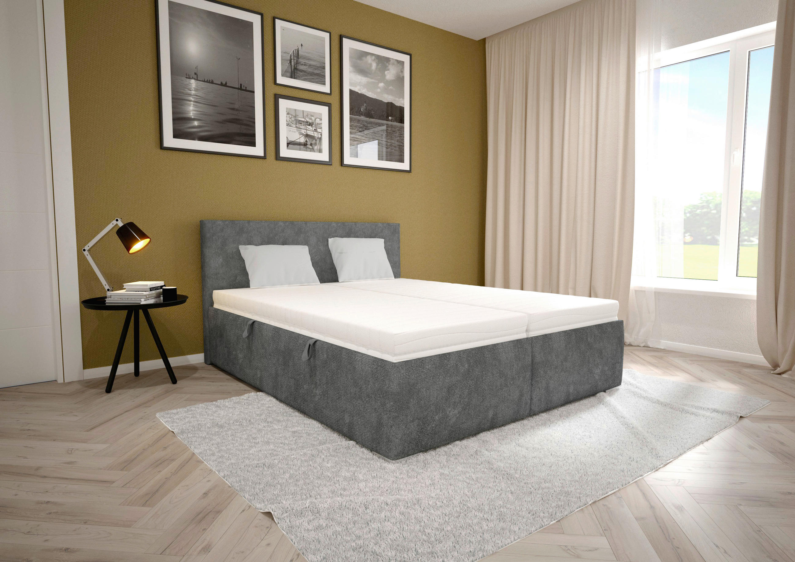 KÁRPITOZOTT ÁGY 160/200 cm  szürke  - szürke, Basics, textil/fa (160/200cm) - Cantus