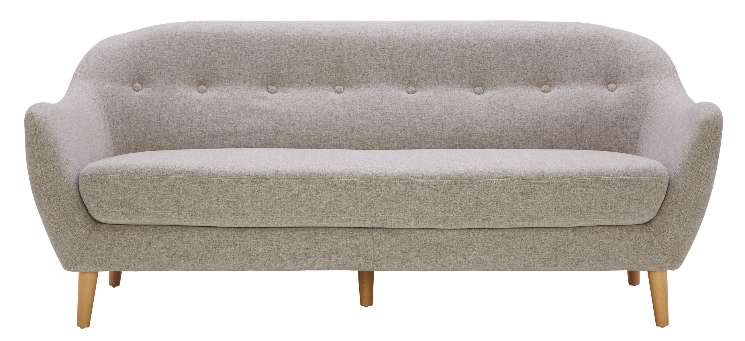 Třímístná pohovka, dřevo, textil, světle šedá