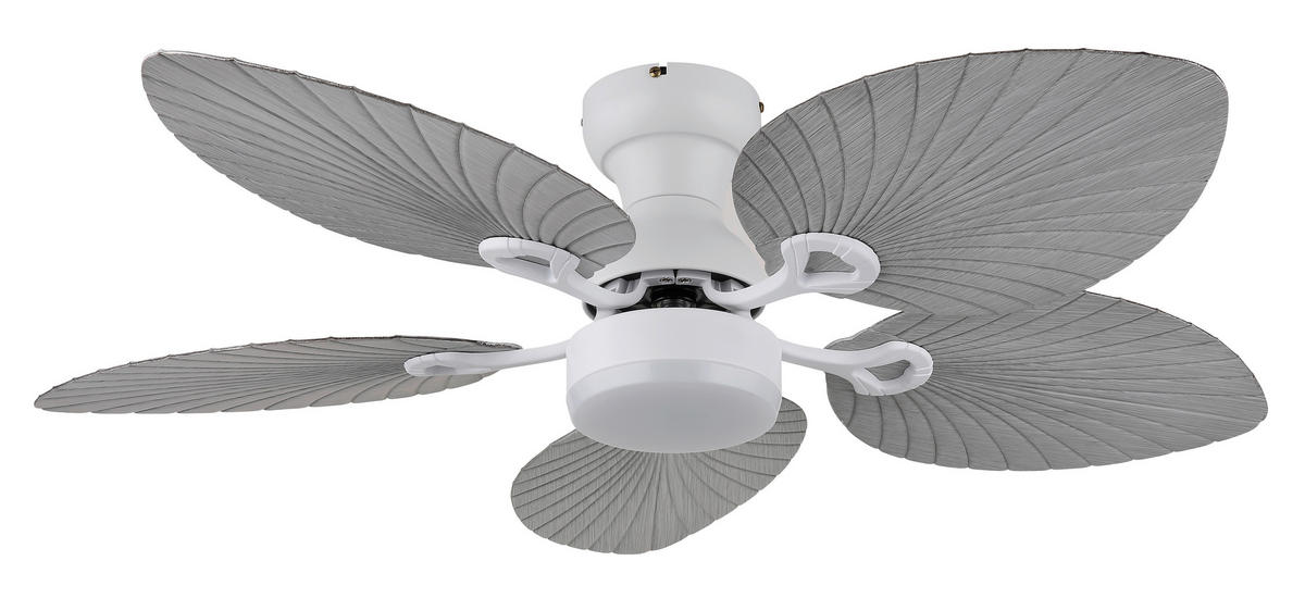 DECKENVENTILATOR - Opal/Weiß, KONVENTIONELL, Kunststoff/Metall (107/28,5cm) - Globo