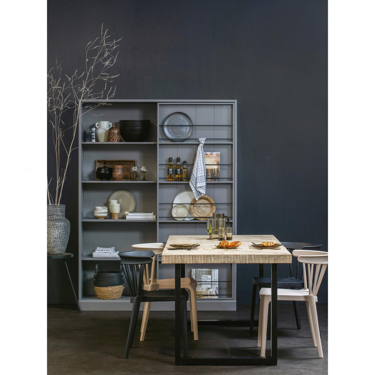 ESSTISCH Mangoholz massiv rechteckig Eichefarben  - Eichefarben/Schwarz, Design, Holz/Metall (200/90/75cm) - Livetastic