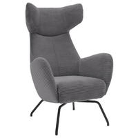 OHRENSESSEL in Cord Dunkelgrau  - Dunkelgrau/Schwarz, Design, Textil/Metall (79/117/82cm) - Lomoco