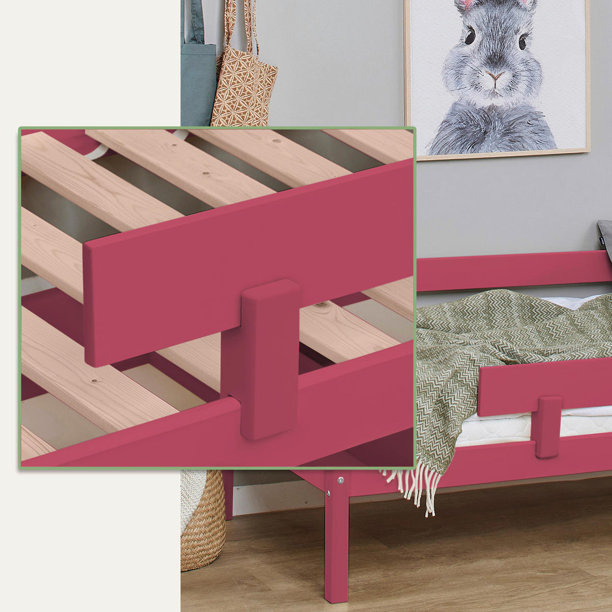 BETTSCHUTZGITTER  - Pink, MODERN, Holz (100/22,5/4cm) - MID.YOU