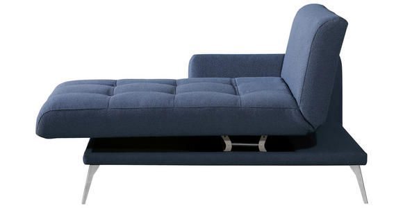 RÉCAMIERE Amira in Dunkelblau  - Chromfarben/Dunkelblau, KONVENTIONELL, Textil/Metall (200/85/106cm) - Novel