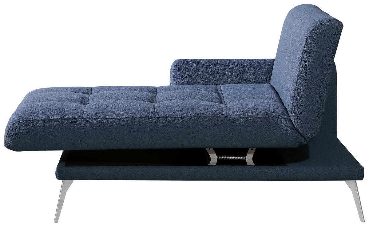 RÉCAMIERE Dunkelblau  - Chromfarben/Dunkelblau, Konventionell, Textil/Metall (200/85/106cm) - Novel