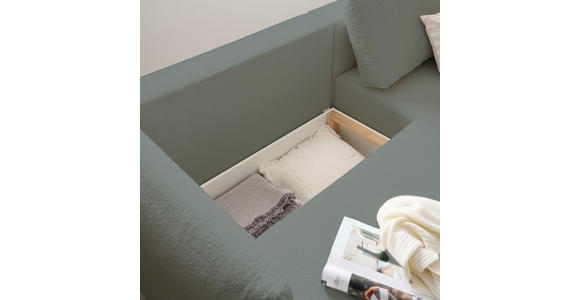 ECKSOFA Greige Jersey Rückenkissen, Bettkasten, Schlaffunktion, Rücken echt, Liegefläche im Originalstoff  - Greige/Schwarz, KONVENTIONELL, Kunststoff/Textil (238/148cm) - Carryhome