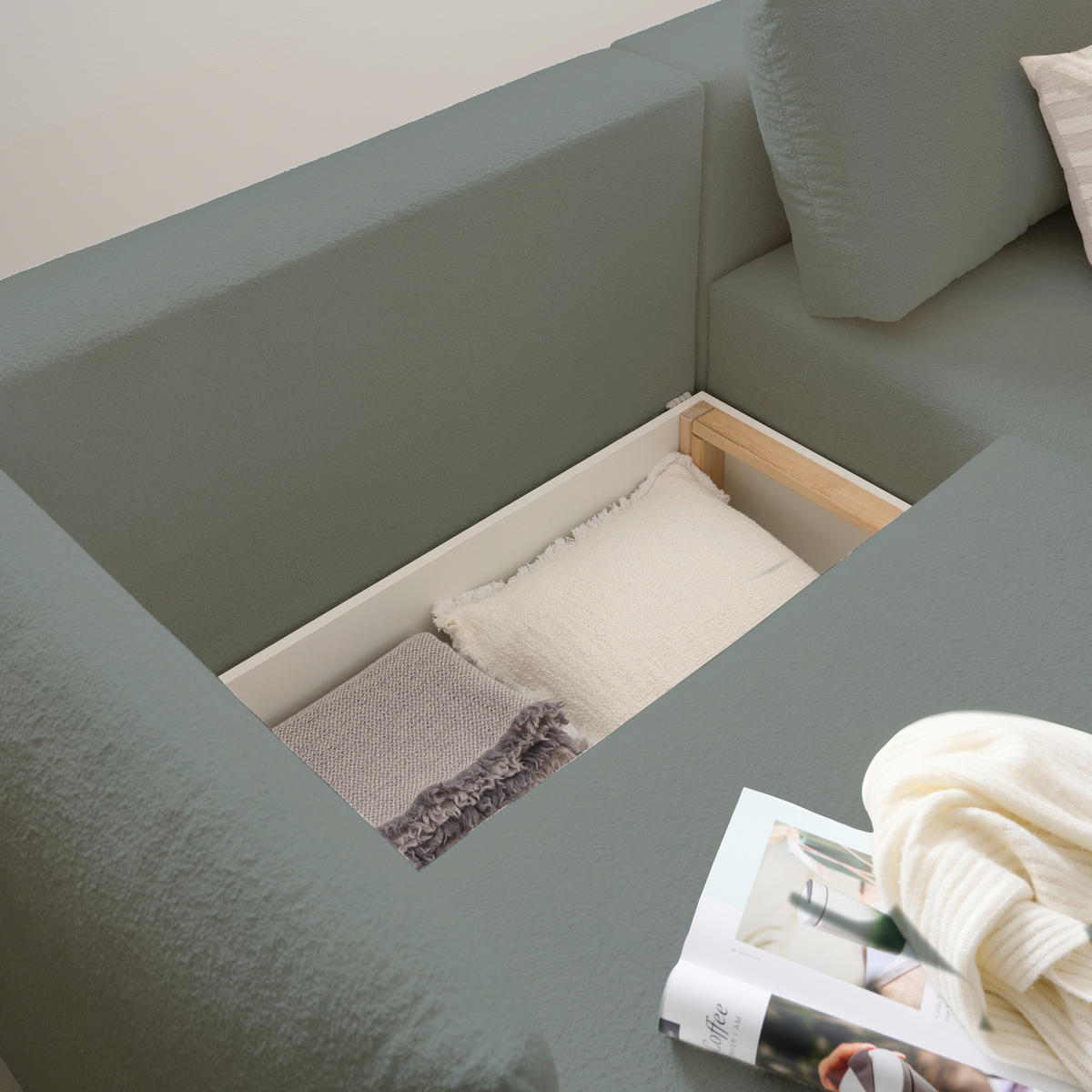 ECKSOFA Greige Jersey  - Greige/Schwarz, KONVENTIONELL, Kunststoff/Textil (238/148cm) - Carryhome