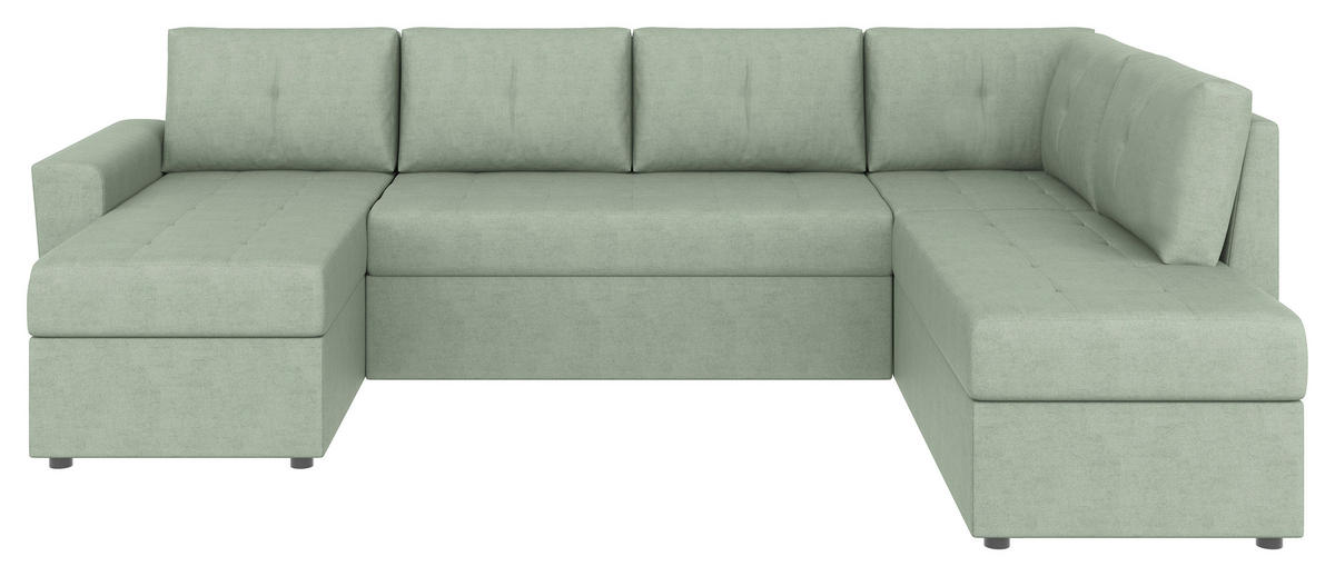 WOHNLANDSCHAFT TERMOLI in Jacquard Mintgrün  - Schwarz/Mintgrün, Design, Kunststoff/Textil (155/297/212cm) - MID.YOU